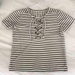 Madewell XS Striped Top Lace Up